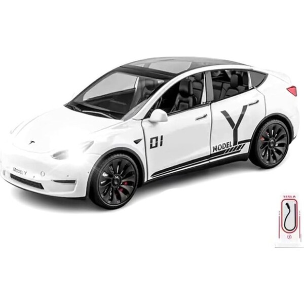 Catzon 1:24 Scale Car Model with Charging Pad Pull Back Function for Kids-White