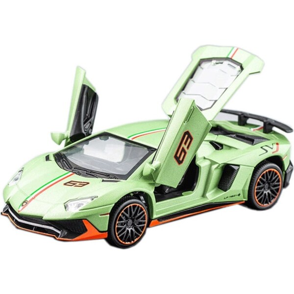Catzon 1:32 LP780 Alloy Car Model with Pull-Back Functionality and Sound Light Effects-Green