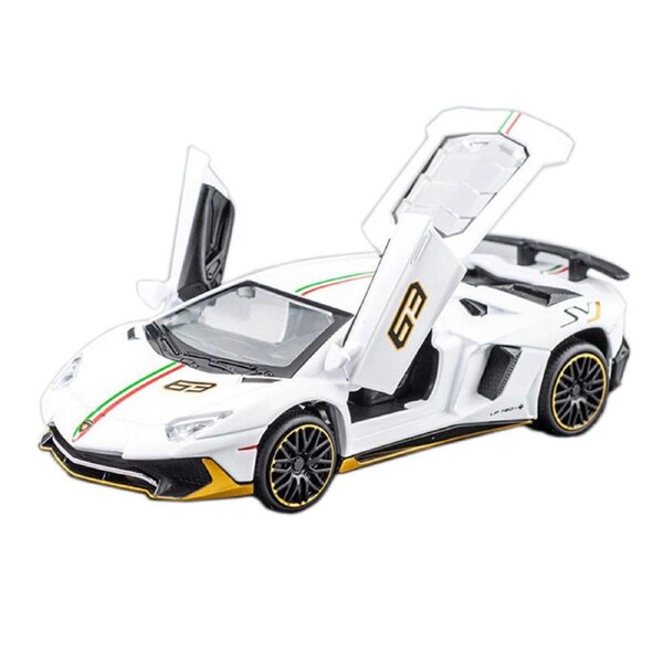 Catzon 1:32 LP780 Alloy Car Model with Pull-Back Functionality and Sound Light Effects-White