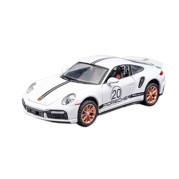 Catzon 1:32 911 Alloy Car Model with Pull-Back Functionality and Sound Light Effects-White