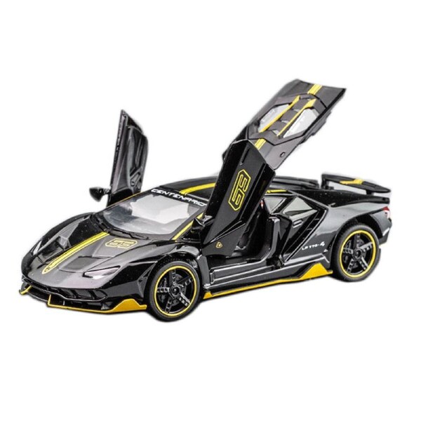 Catzon 1:32 Track Paint LP770 Alloy Car Model with Pull-Back Functionality and Sound Light Effects-BlackYellow