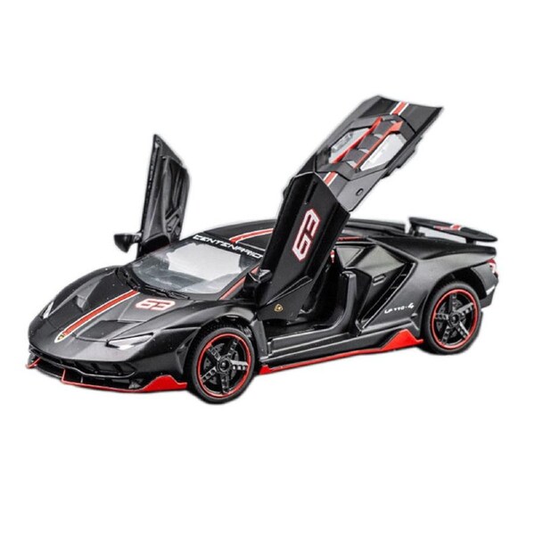 Catzon 1:32 Track Paint LP770 Alloy Car Model with Pull-Back Functionality and Sound Light Effects-BlackRed
