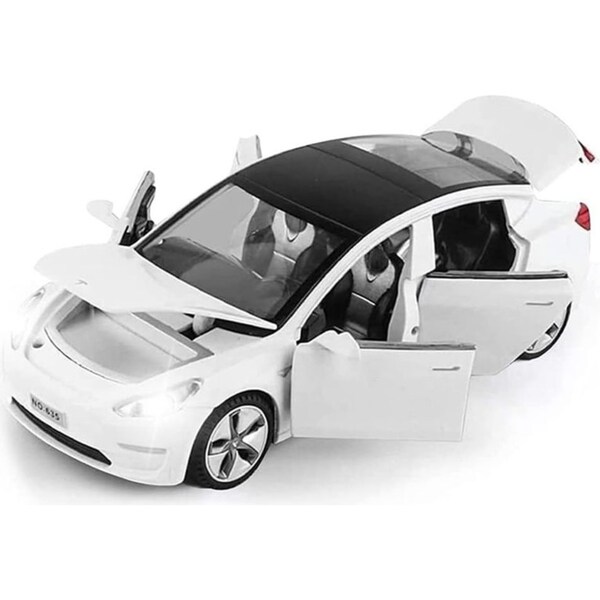 Catzon 1/32 Pull Back Toy Car with Sound Light for Kids 3+ Birthday Gifts-White