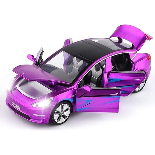 Catzon 1/32 Pull Back Toy Car with Sound Light for Kids 3+ Birthday Gifts-Purple