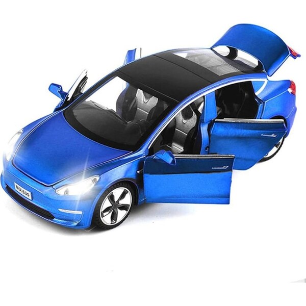 Catzon 1/32 Pull Back Toy Car with Sound Light for Kids 3+ Birthday Gifts-Blue