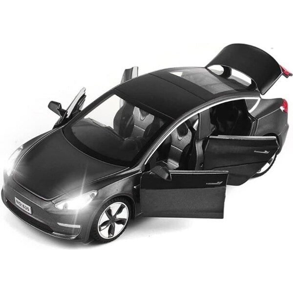 Catzon 1/32 Pull Back Toy Car with Sound Light for Kids 3+ Birthday Gifts-Black