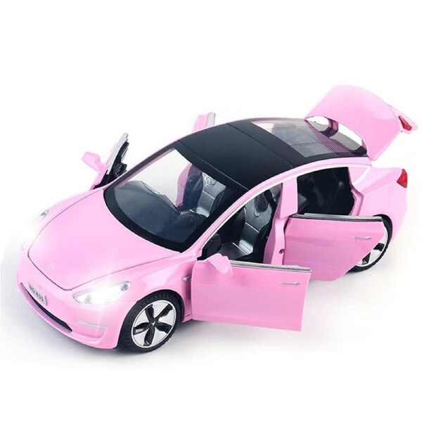 Catzon 1/32 Pull Back Toy Car with Sound Light for Kids 3+ Birthday Gifts-Pink