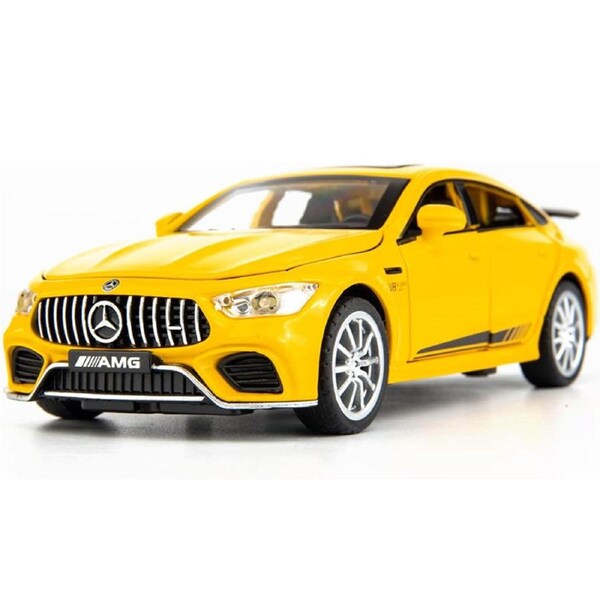Catzon Alloy Diecast Model Car 1/32 Scale with Light and Sound Pull Back Toy-Yellow