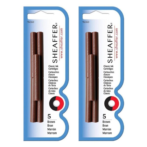 10pc Sheaffer Skrip Fountain Pen Ink Cartridge Office Stationery Brown Blister