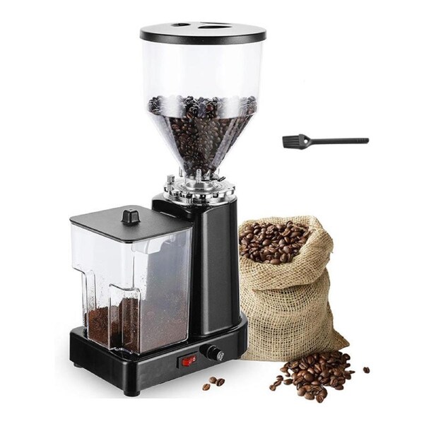 Catzon Flat Burr Coffee Grinder Electric 1L with 19 Adjustable Settings-Black