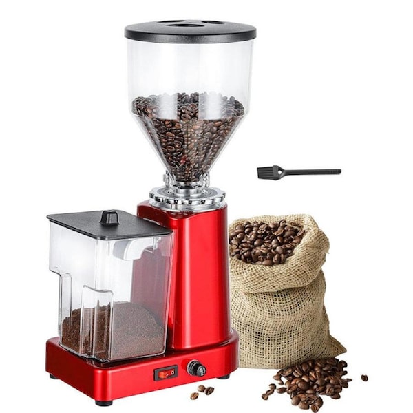 Catzon Flat Burr Coffee Grinder Electric 1L with 19 Adjustable Settings-Red