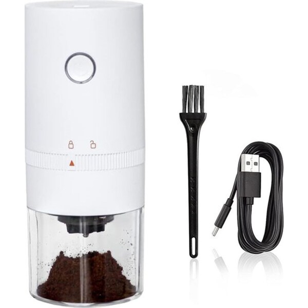 Catzon Electric Coffee Grinder Multi Settings Rechargeable for Espresso-White