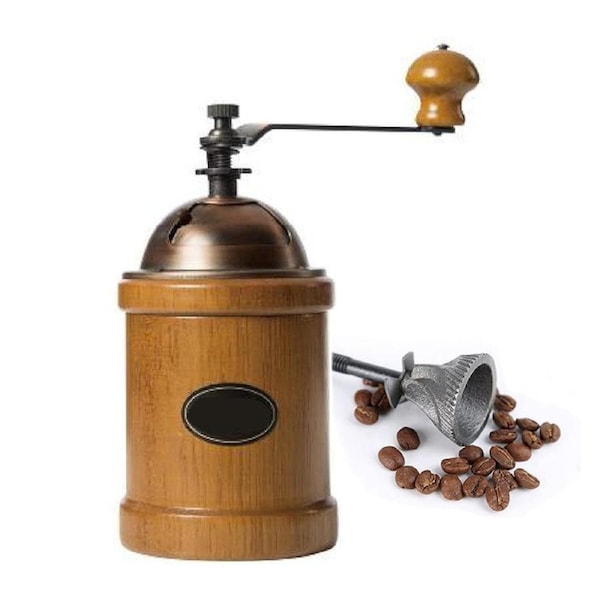 Catzon Manual Coffee Grinder Wooden Adjustable with Cast Iron Burr-B