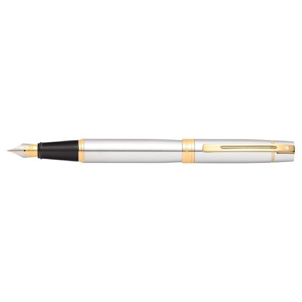 Sheaffer 300 Fountain Pen Writing Office Stationery Med Nib Chrome/Gold Trim