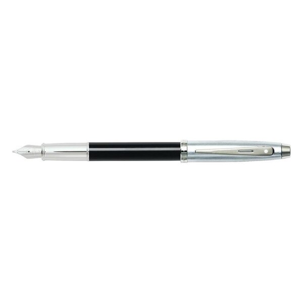 Sheaffer 100 Fountain Pen Medium Nib Writing Stationery Lacquer/Chrome Black