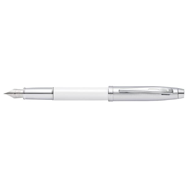 Sheaffer 100 Fountain Pen Office Stationery Medium Nib Lacquer/Chrome White