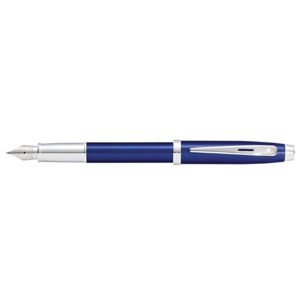 Sheaffer 100 Fountain Pen Writing Stationery Medium Nib Lacquer/Chrome Blue