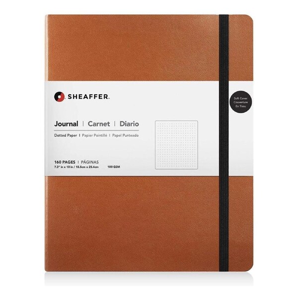 Sheaffer Dotted Journal/Notebook Diary Writing Stationery Med w/ Pen Slot Tan