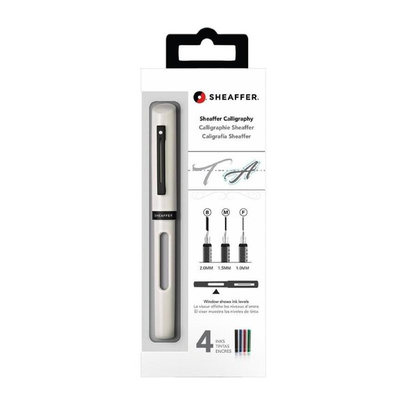 Sheaffer Calligraphy Fountain Pen Mini Kit w/4 Ink Cartridge Stationery White