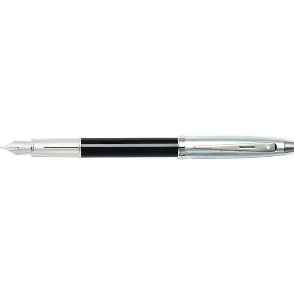 Sheaffer 100 Writing Fountain Pen Stationery Brushed Chrome Cap/Black Barrel