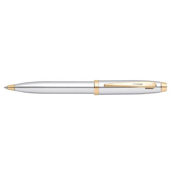 Sheaffer 100 Ball Point Pen Writing Office Stationery Chrome/Gold Trim Plate