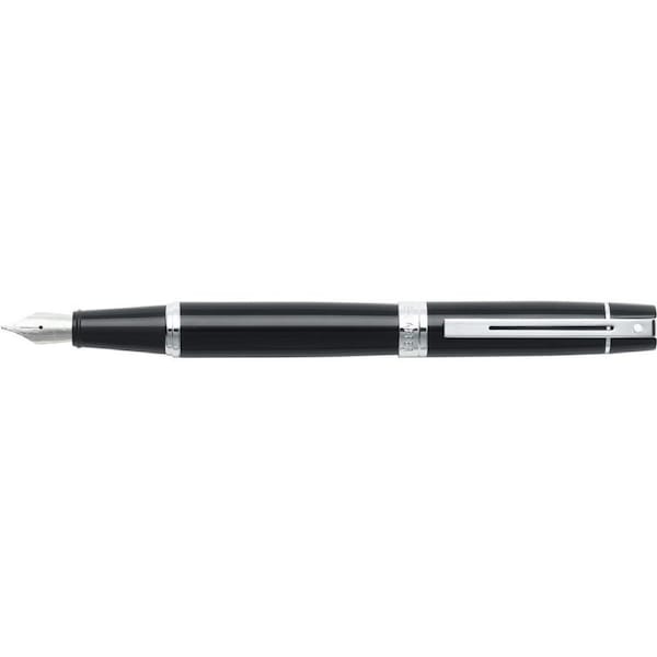 Sheaffer 300 Glossy Fountain Pen Office Stationery Medium Nib BLK/Chrome Trim