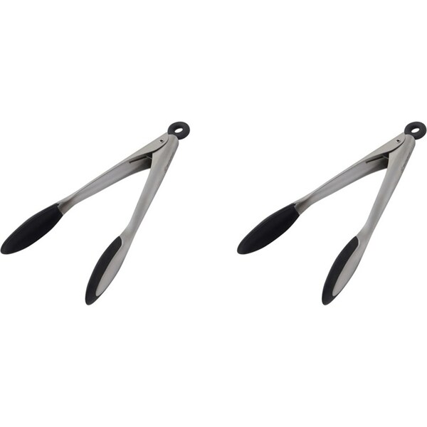 2PK Westinghouse 12"/30cm Tongs Black Soft Grip Stainless Steel Kitchen Gadget