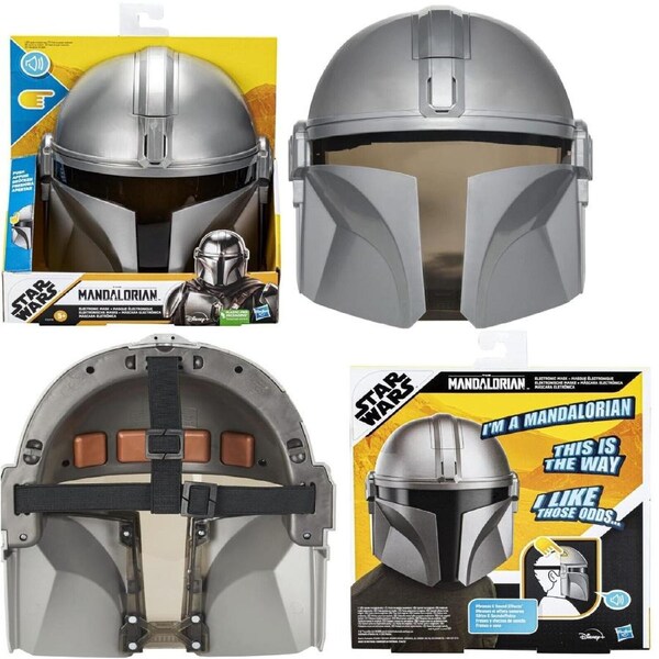 Star Wars The Mandalorian Electronic Mask Silver Sounds Effects Adjustable Strap