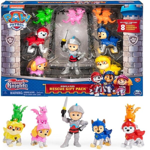 8pc Paw Patrol Ryder & Pups Rescue Knights Figure Character Gift Pack Kids Toy