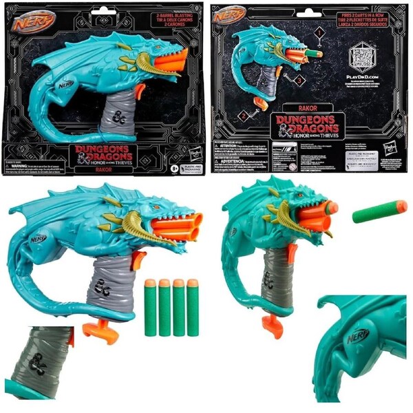 Nerf Dungeons & Dragons Rakor Blaster 4 Nerf Elite 2.0 Darts Kids Outdoor Game