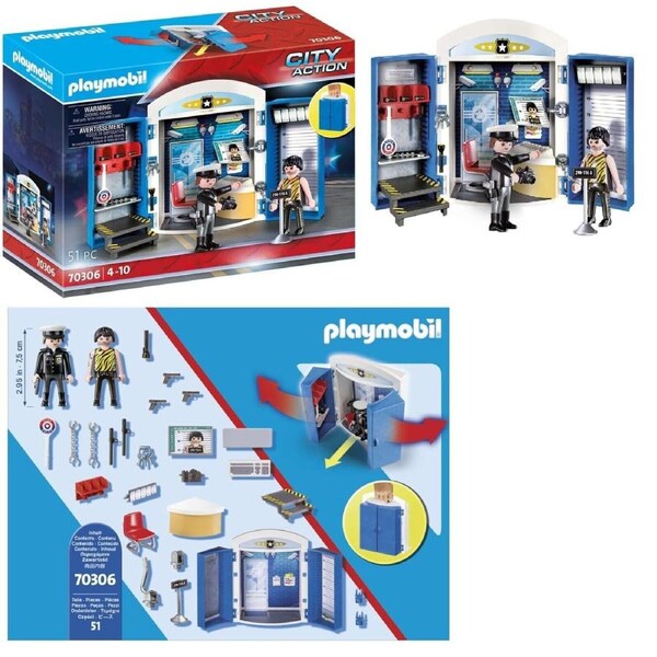 Playmobil 70306 City Action Furnished Police Station Play Box Screen Camera Play