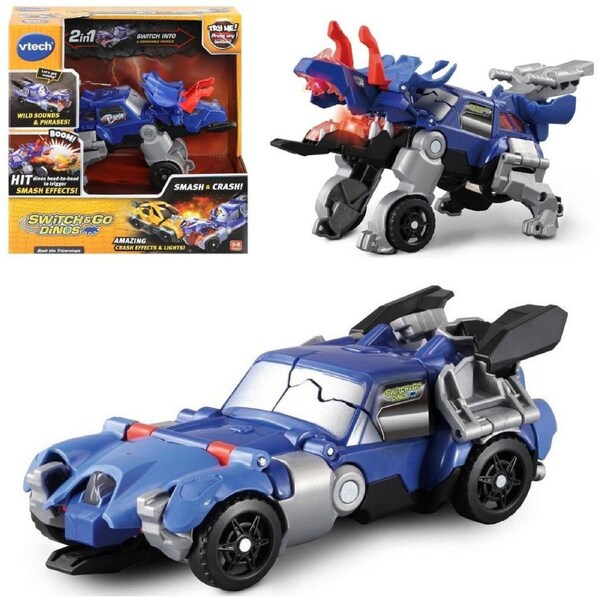 Vtech Switch & Go Dinos- Bash the Triceratops -Ages 3+ Toy dino Car transformer