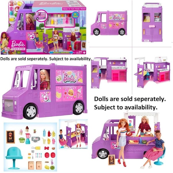 Barbie Fresh 'n Fun Food Truck Opens to Cooking Areas with 30+ Realistic Pieces