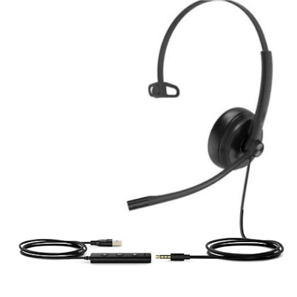 Yealink UH34SE-M-UC Wideband Noise Cancelling Headset, USB and 3.5mm, Leather