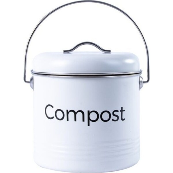 Living Today 3.5L Kitchen Bench Compost Waste Storage Bin - White