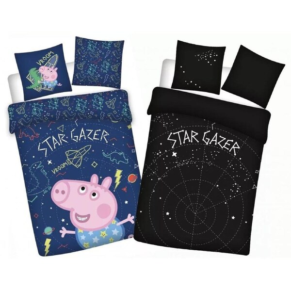 Peppa Pig Star Gazer Glow in the Dark Quilt Cover Set - Toddler Bed Size