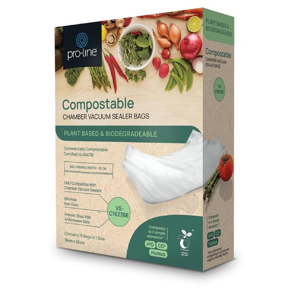Pro-Line Compostable 420 x 16cm x 23cm Chamber Vacuum Seal Bags Plant Based