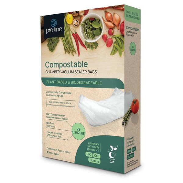 Pro-Line Compostable 420 x 20cm x 25cm Chamber Vacuum Seal Bags Plant Based