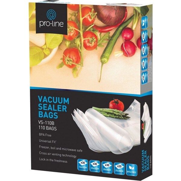 Pro-Line 110 Pack of Mixed Sized Channel Vacuum Sealer Bags