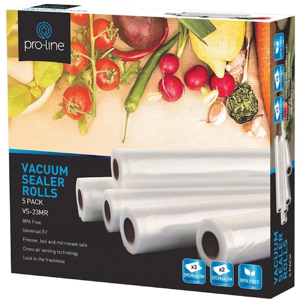 Pro-Line 5 Roll Bulk Pack of Premium Vacuum Sealing Rolls 22cm & 28cm