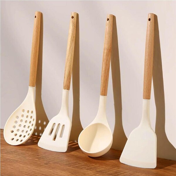 4 Pack Kitchen Cooking Utensils Set Non-stick Silicone Cooking Spatula Set