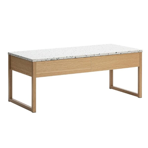 Diara Coffee Table Low Storage 2 drawers oak Terrazzo Look top