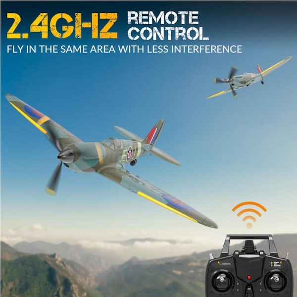 VolantexRC RC Plane Airplane Spitefire Blue Parkflyer 2.4G 4CH 6-Axis Gyro 4CH 6-Axis