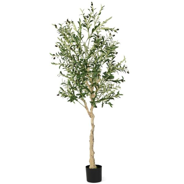Costway 1.8m Artificial Olive Tree Faux Potted Olive Silk Tree Home Garden Decor