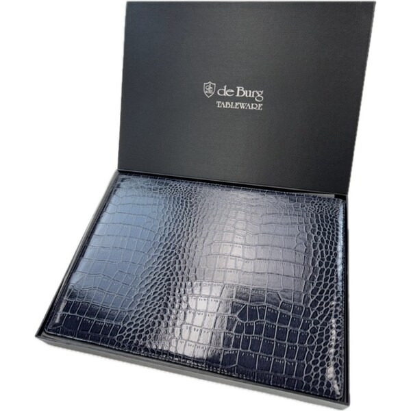 de Burg 4 Piece Table Place Mat Set Placemat with Croc Pattern - Blue