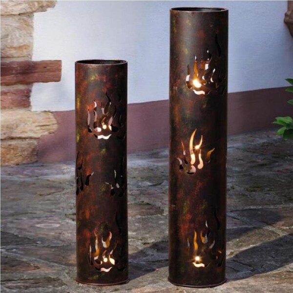 Metal Cylinder Candle Holder 2Pcs - HD229219