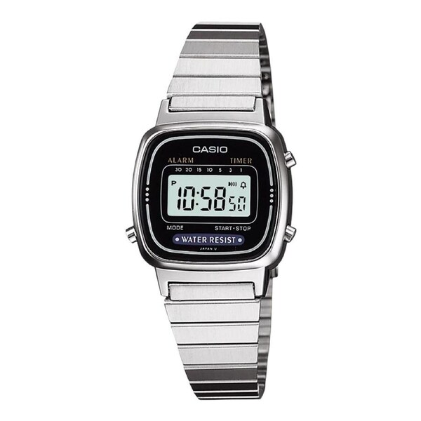 Casio LA670WA-1 LA670WA LA670 Silver Women's Ladies Digital Retro Vintage Watch