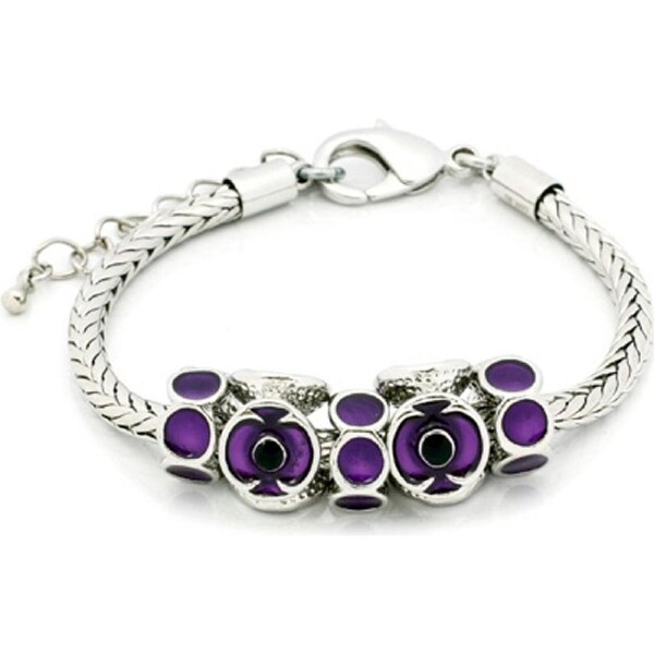 ANZAC Purple Poppy Charms Bracelet PURPLE POPPY