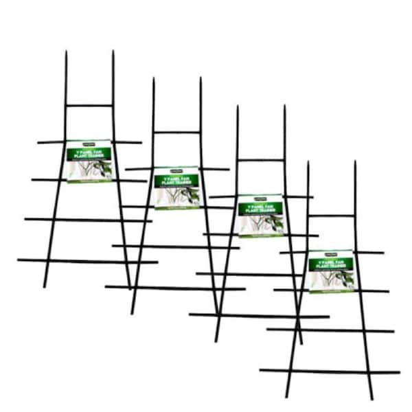 Green Garden 4PK Support Stake Plant Trainer 57cm x 23cm Black Vine Support Mini Garden Trellis for Climbing Plants