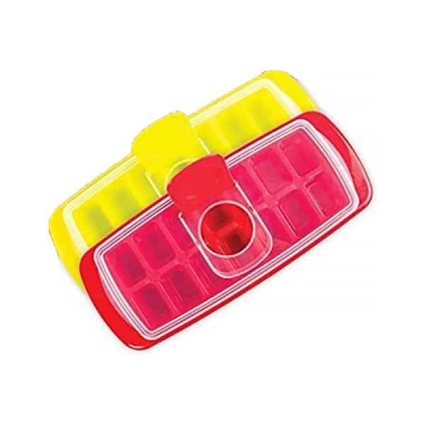 Home Master 2PK Ice Cube Tray Mould with Cover - Spill Proof Pour, Food Safe
